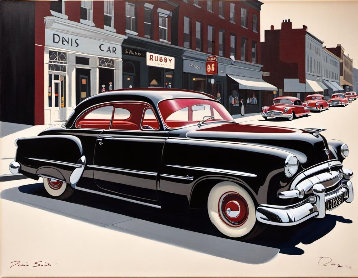 1950s Ruby Red Car in Denis Sire Style