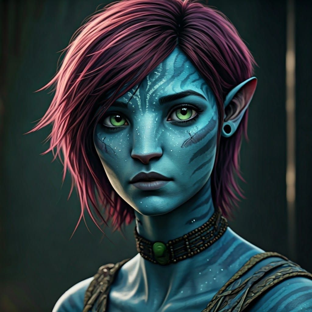 Ethereal Navi Warrior in Cinematic Film Still