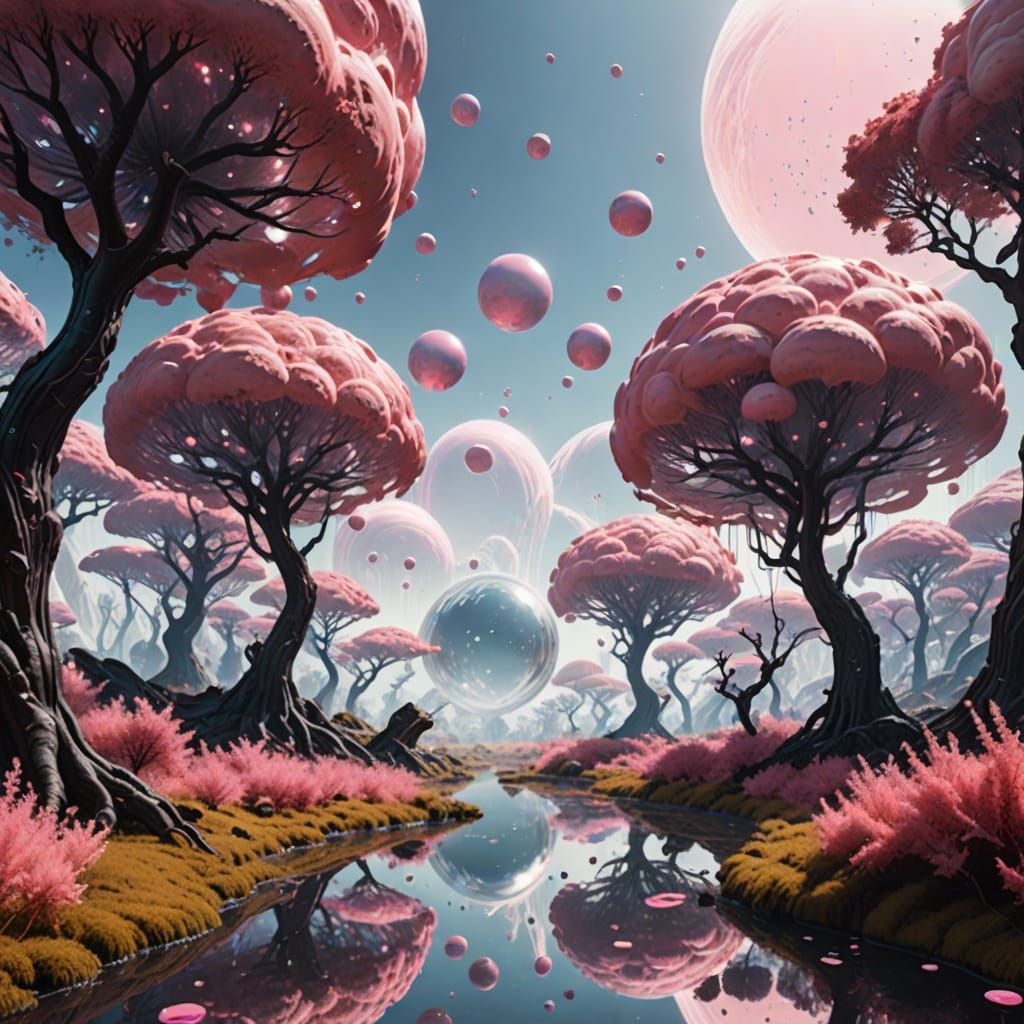 Pink Trees and Floating Humanoids on Alien Planet
