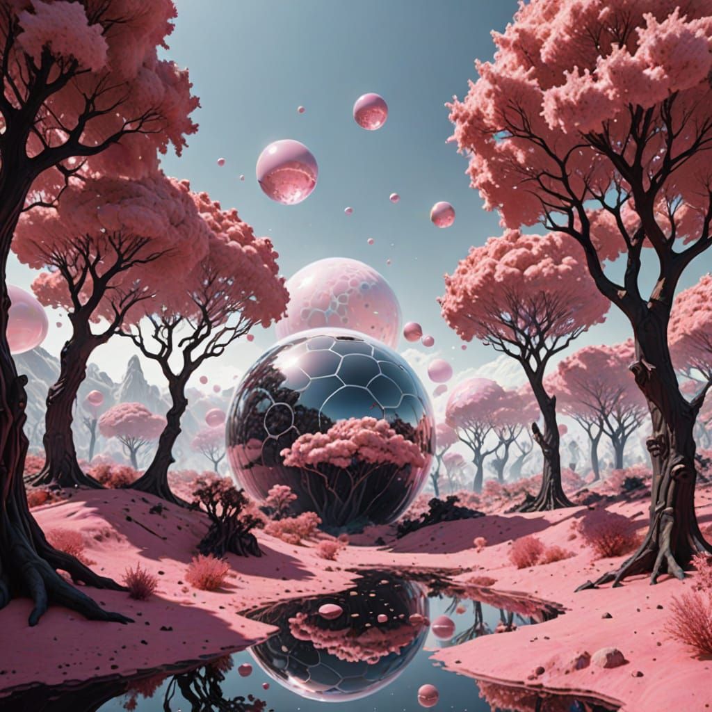 Melodic Alien Planet with Floating Humanoids