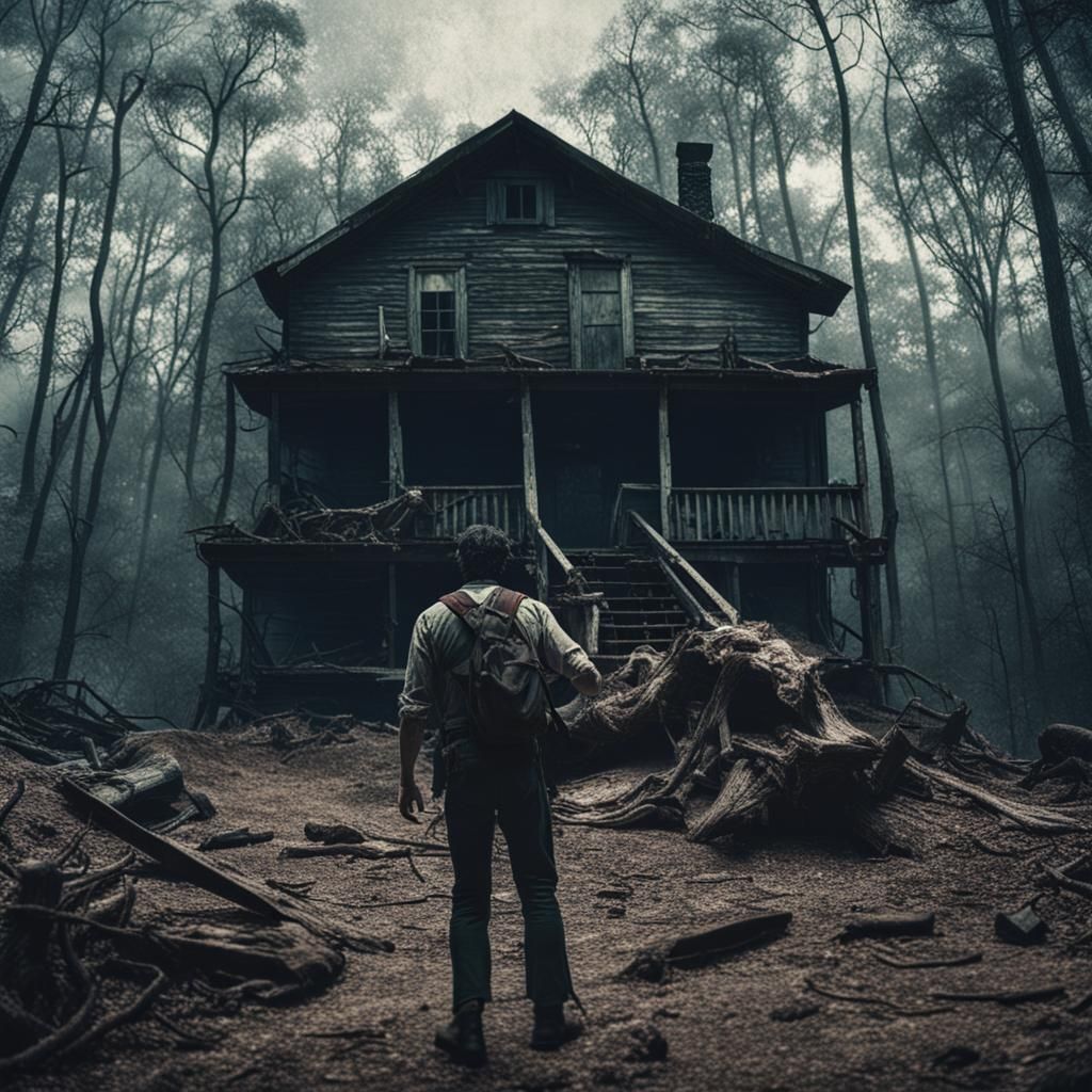 Dramatic Cinematic Still from Evil Dead