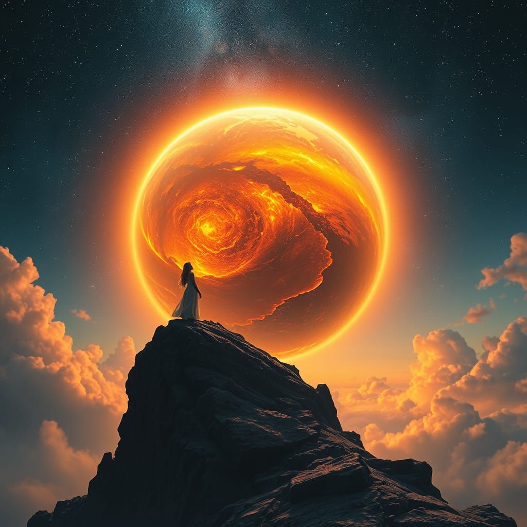 Molten Earth and Starlit Sky, Digital Art