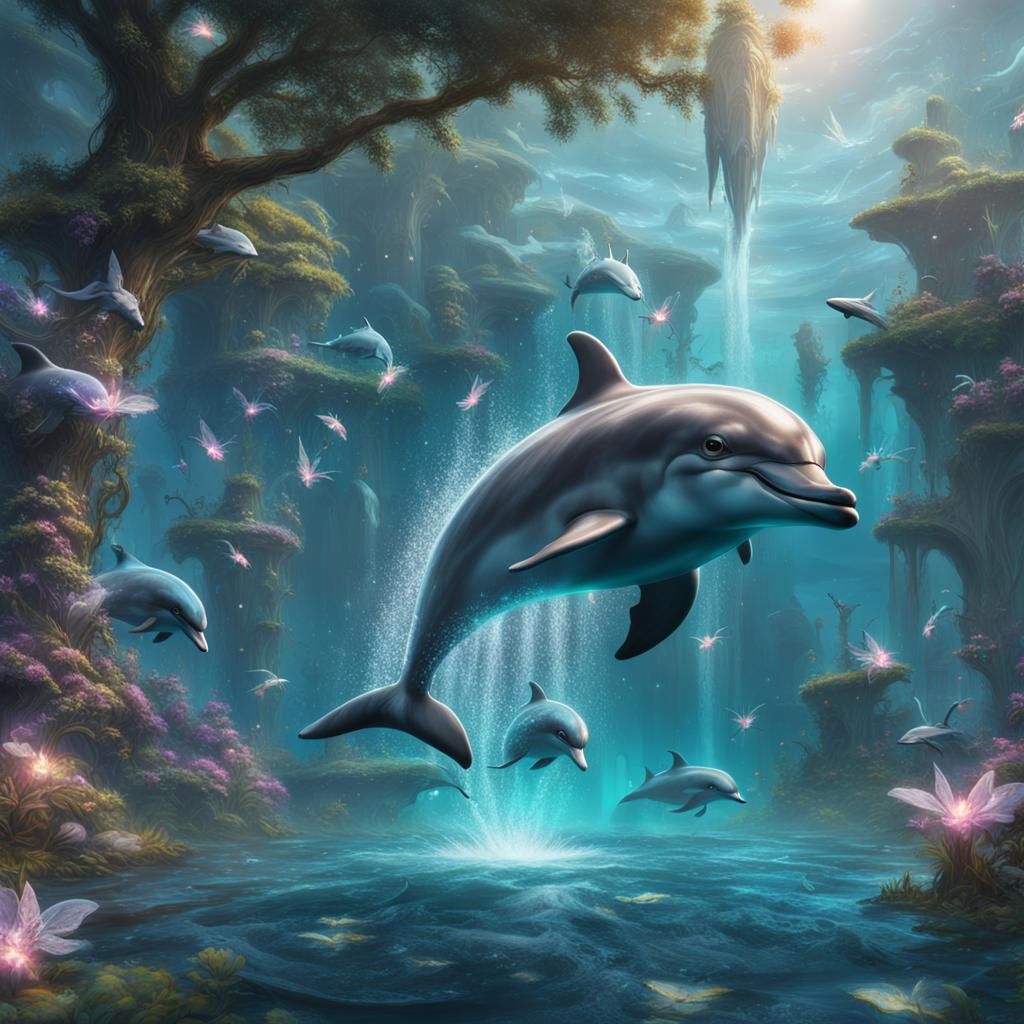 Dolphin with Fairies: Fantasy Concept Art