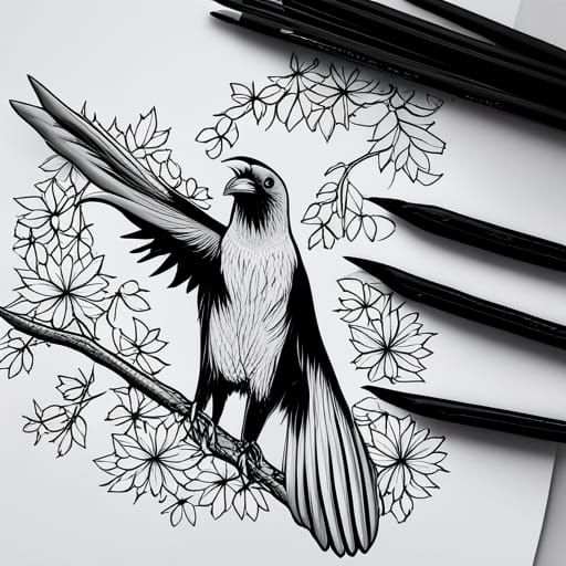 Detailed Cartoon Crow Coloring Page for Adults