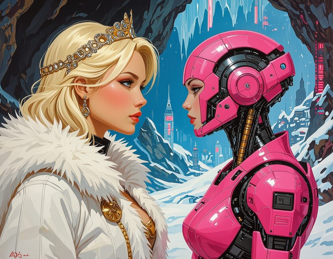 Siberian Princess Meets Cyborg in Dual Landscape