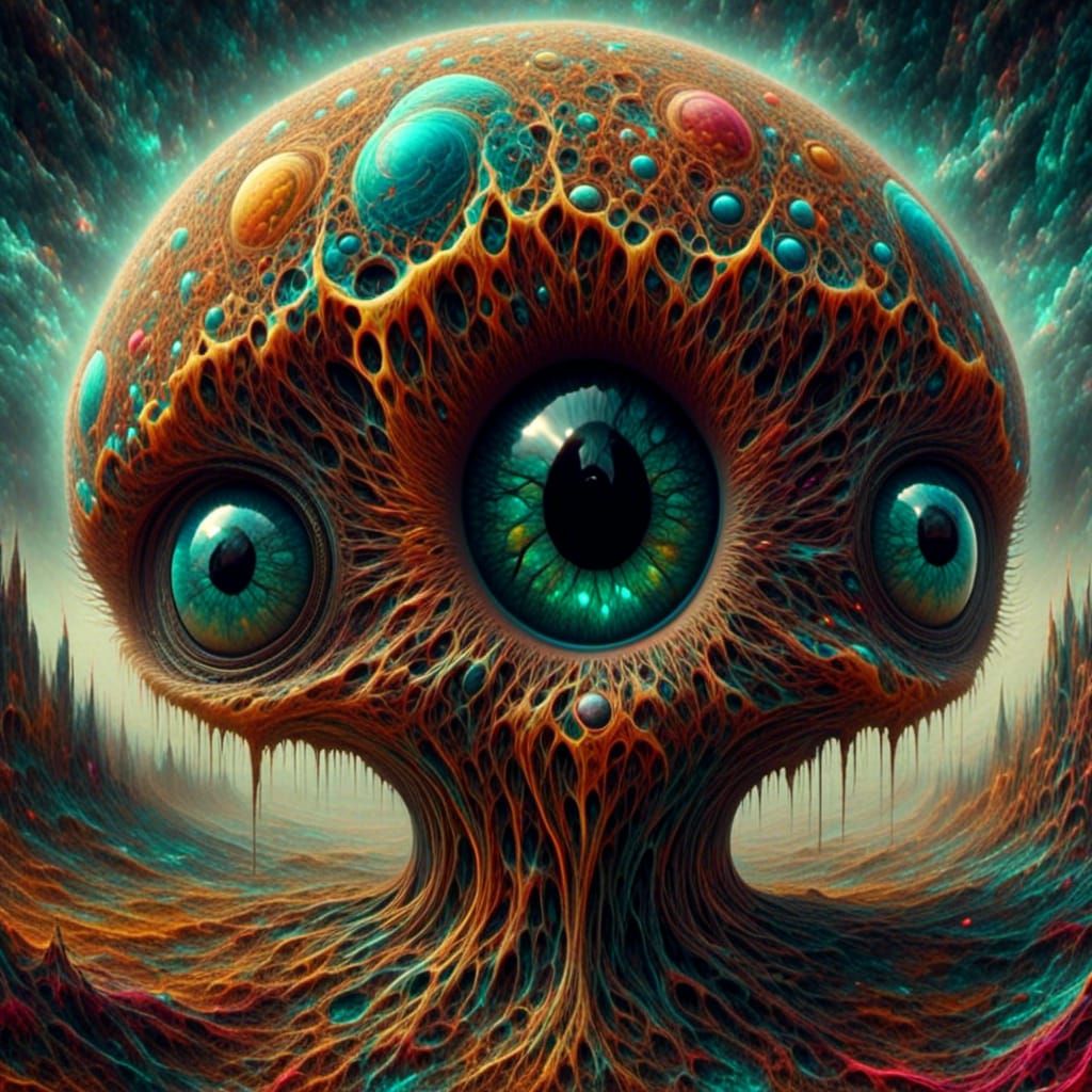 Psychedelic Alien Entity with Surreal Eyes