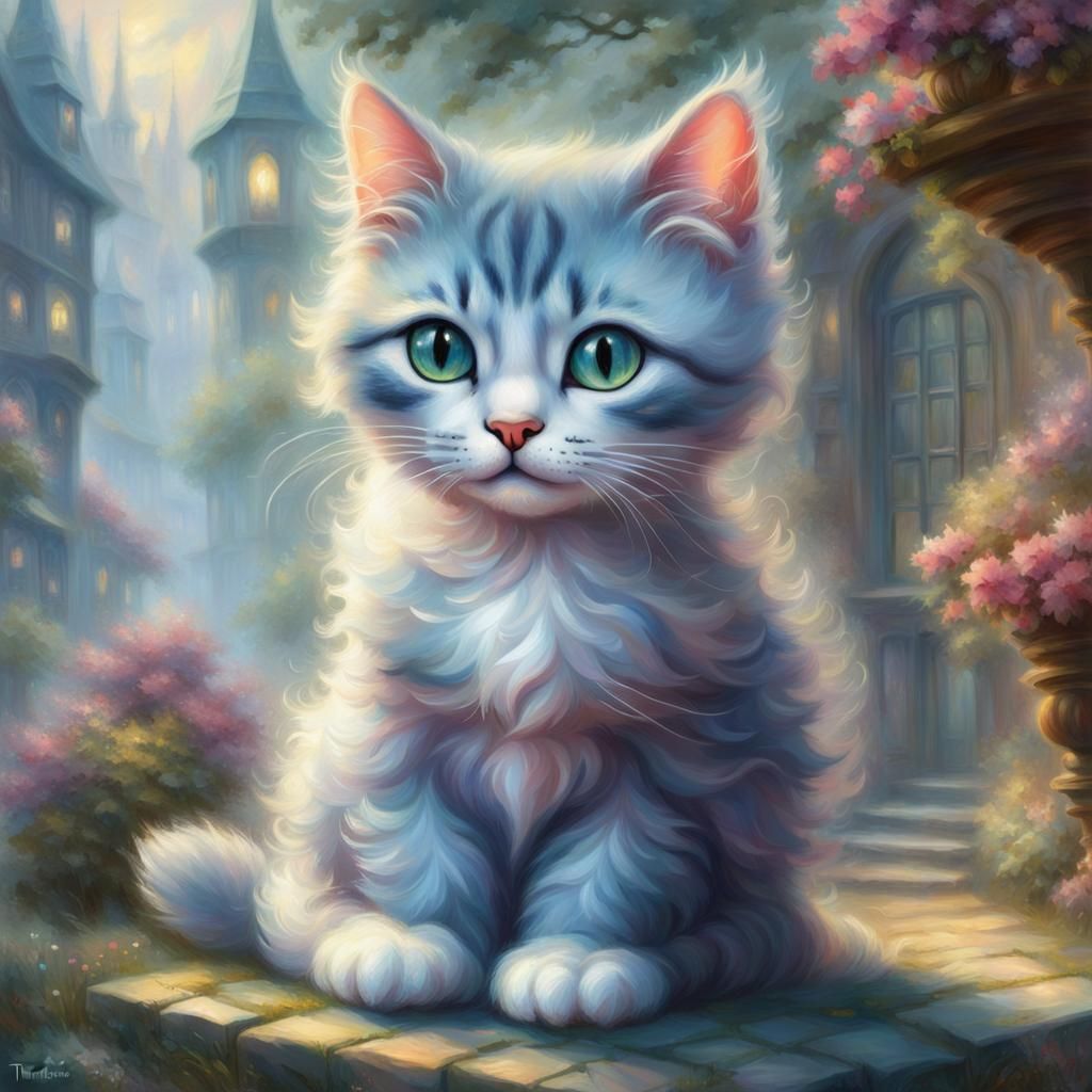 Cute Cat-Human Hybrid in Ethereal Fantasy Style
