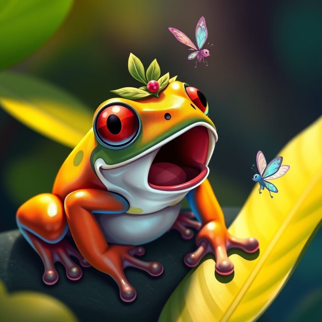 Surprised Frog and Fairy, Manga Scan Illustration