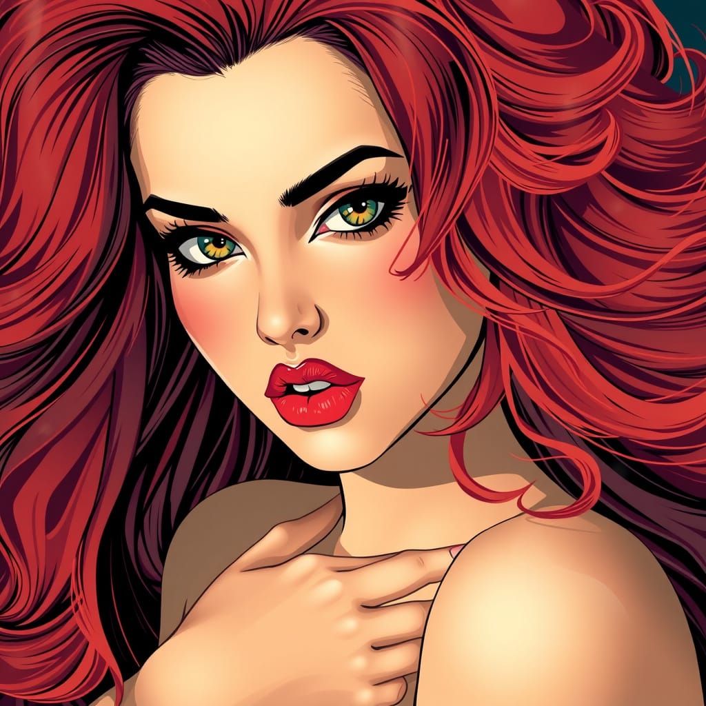 Anime-Inspired Pin-Up Beauty with Vibrant Hair