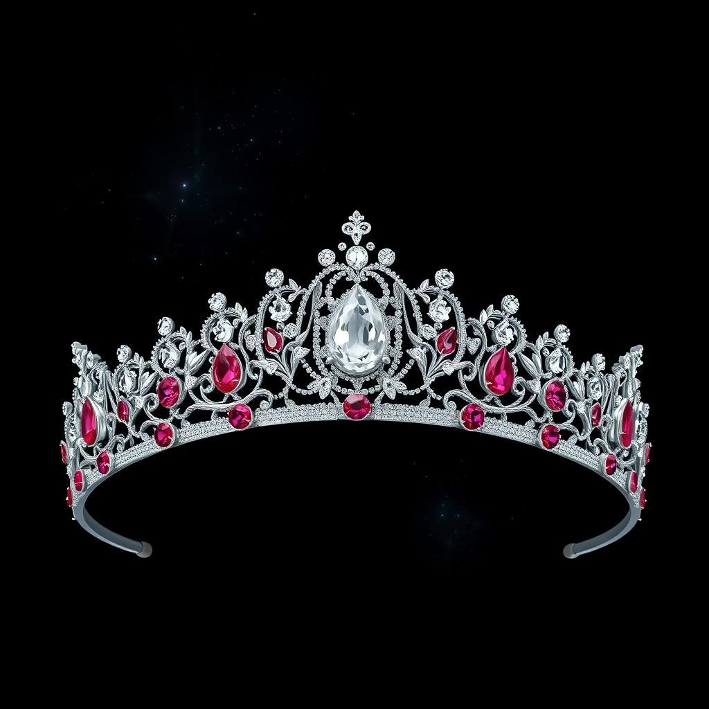 Art Deco Tiara with Diamonds and Rubies