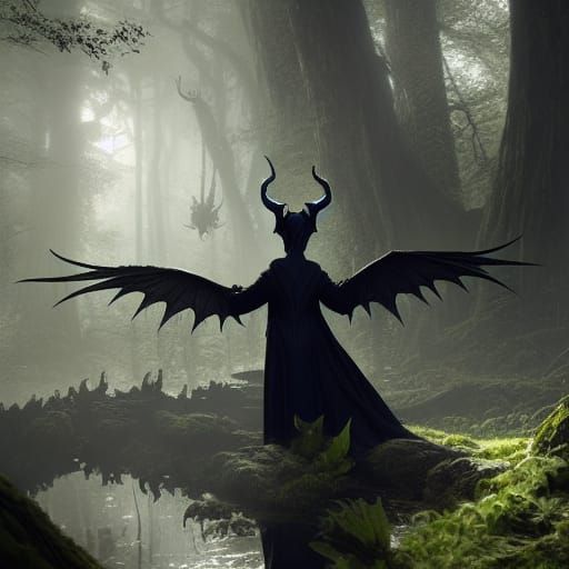 Breathtaking Maleficent in a Dark Fantasy Forest