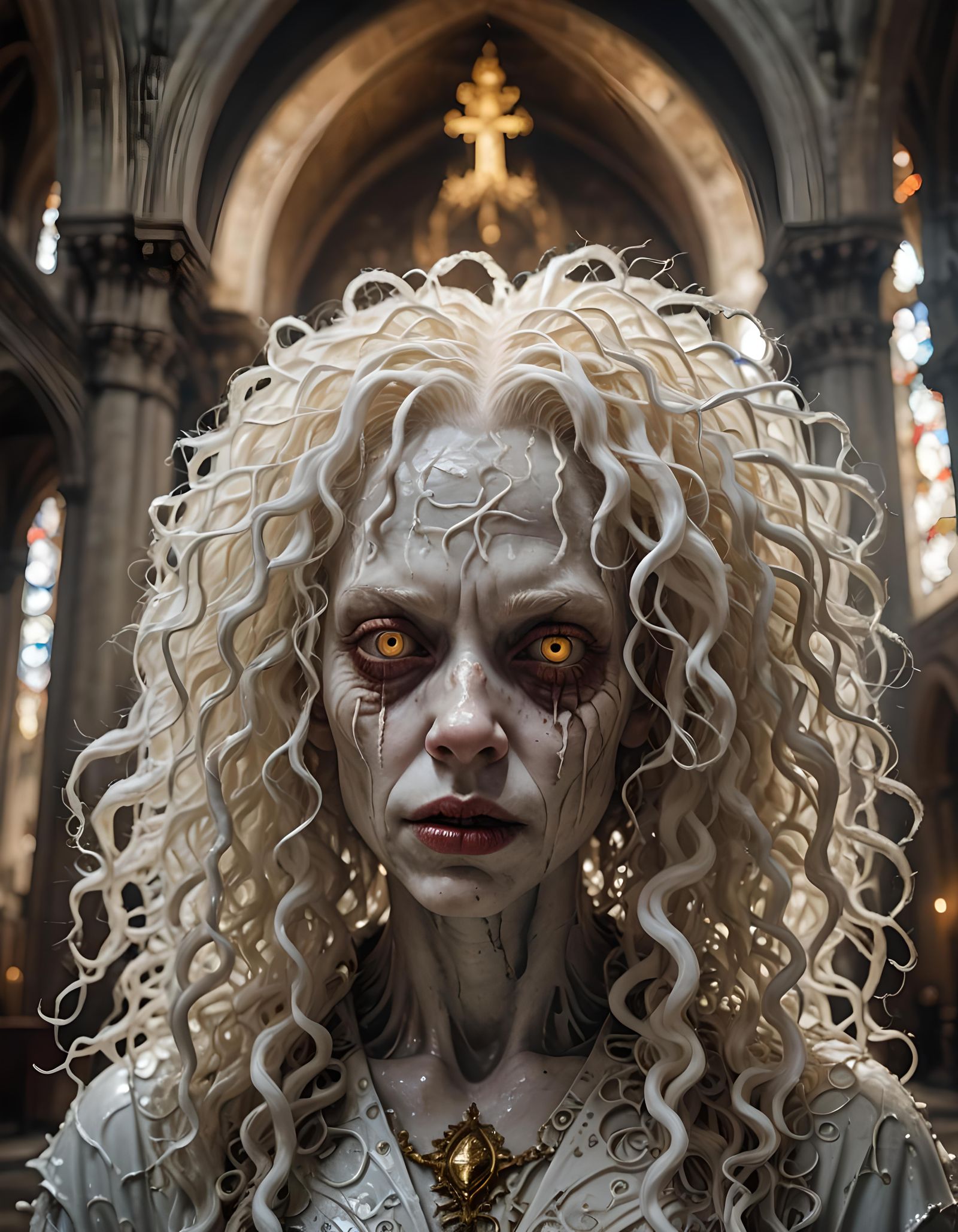 Grotesque Demon in Cathedral Shadows