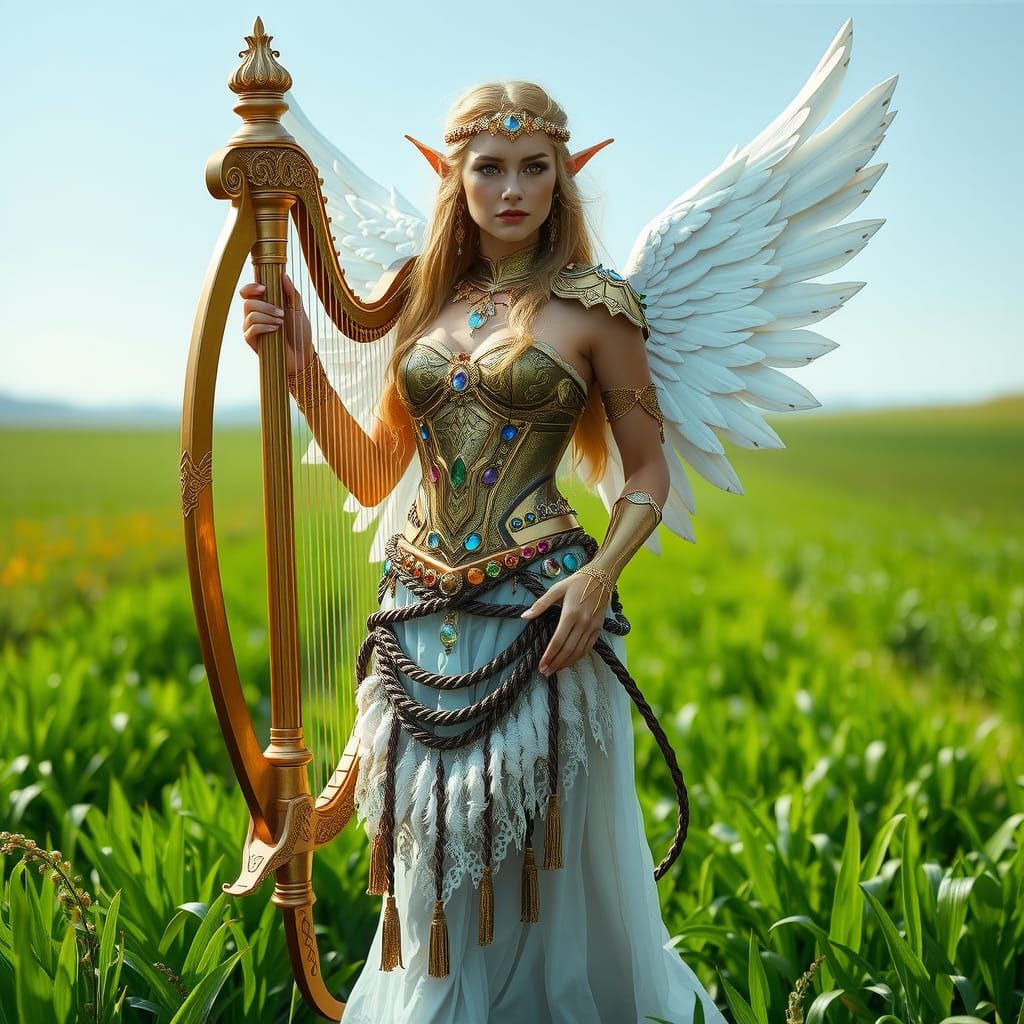 Winged Elf Woman in Elysian Field