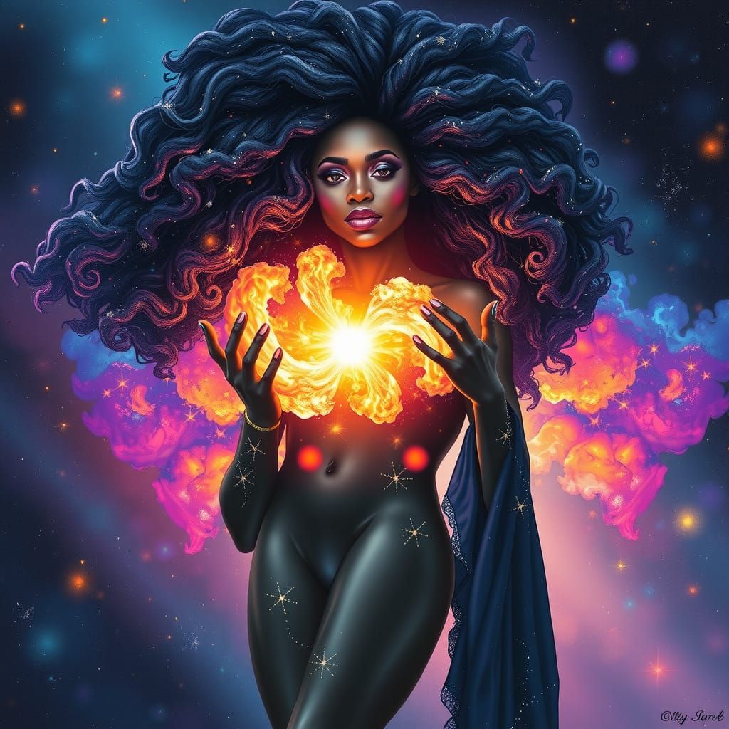Ethereal Galaxy Woman Holding Supernova