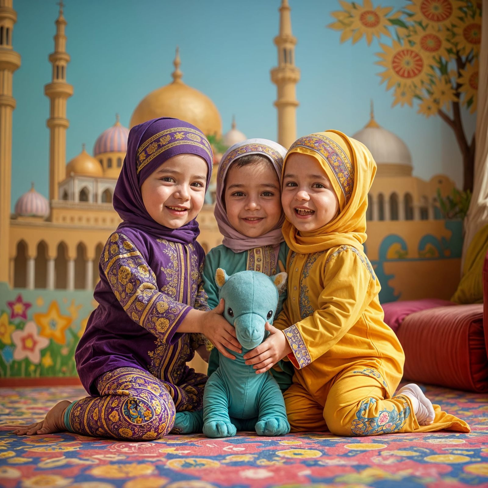 Toddlers Playing in Islamic Themed Play Area