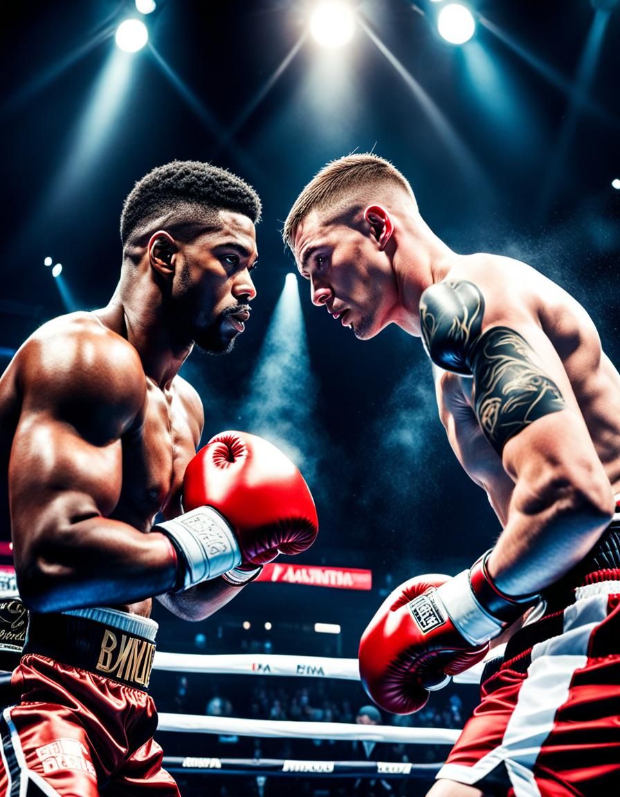 Dramatic Boxing Match: Hyperrealistic Professional Photograp...