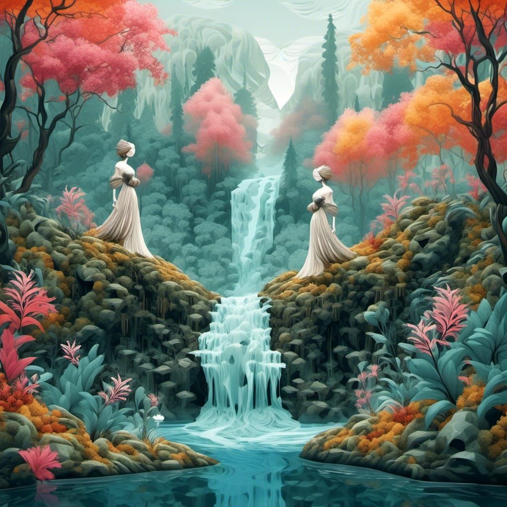 Woman in Forest Double Exposure Rice Paper Design