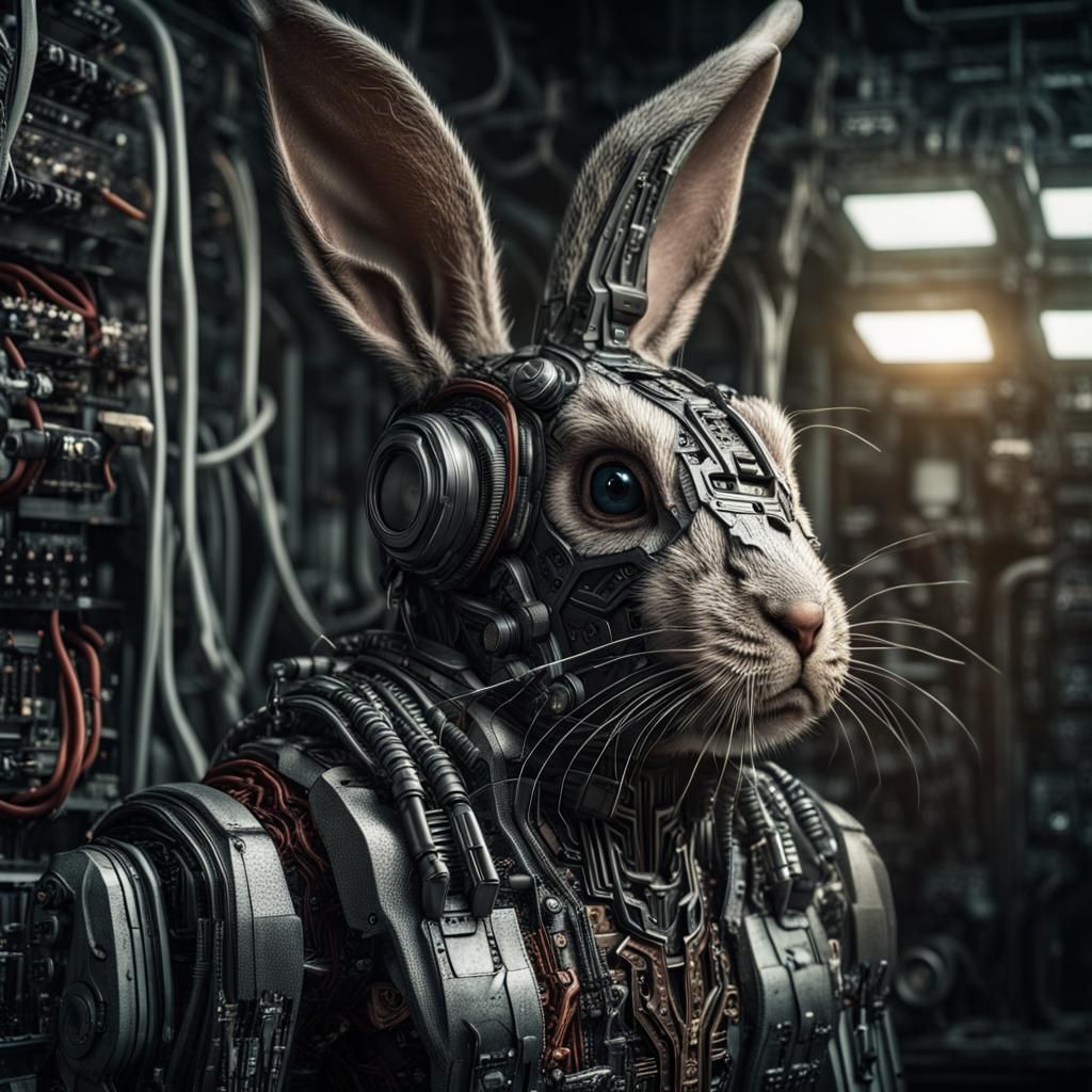 Electric Borg Rabbit Anthropomorphism in HDR