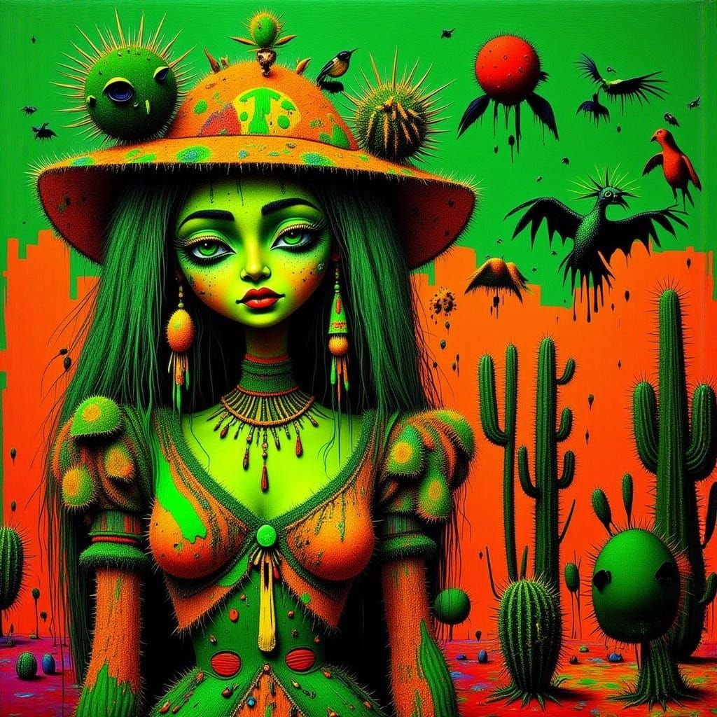 Neon Cactus People from a River Witch Dream