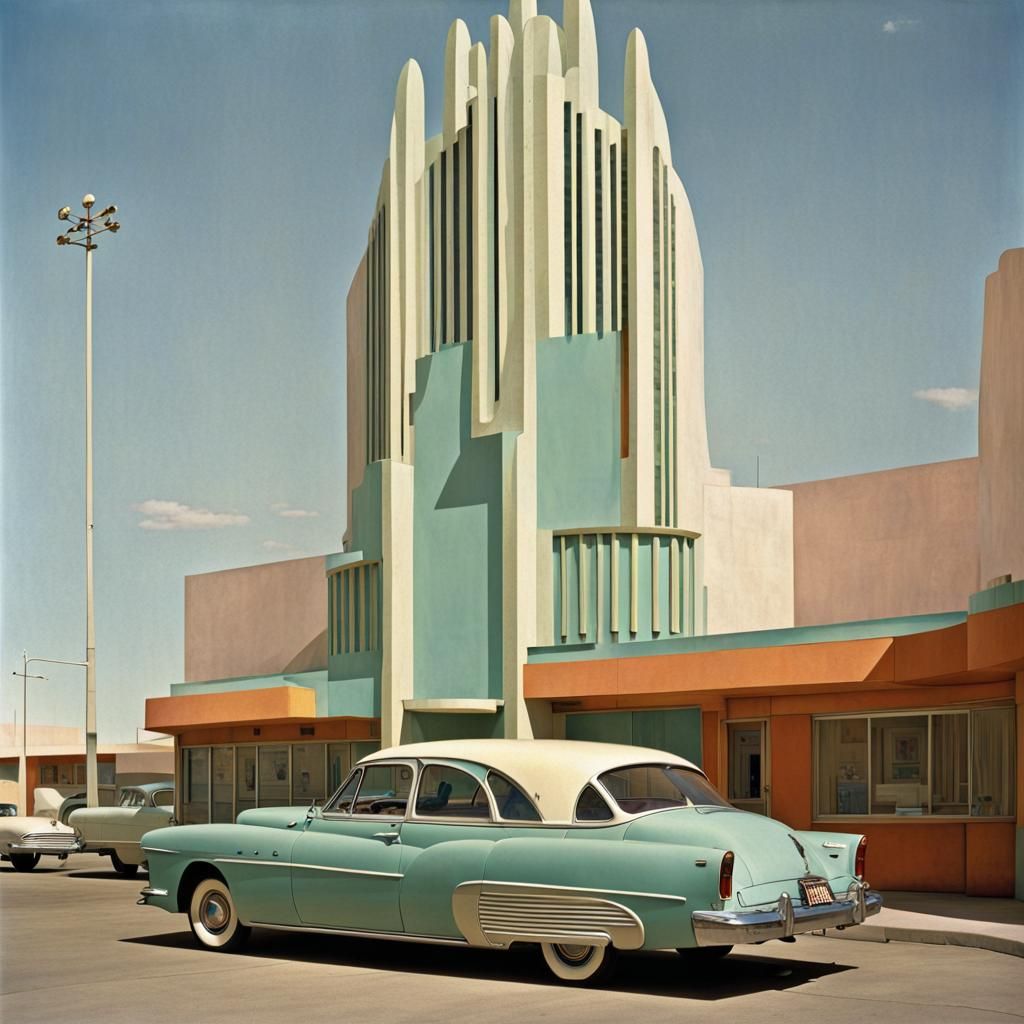 Futuristic Art Deco Scene in Photographic Style