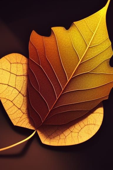 Leaf with Computer Chip Design in Digital Art