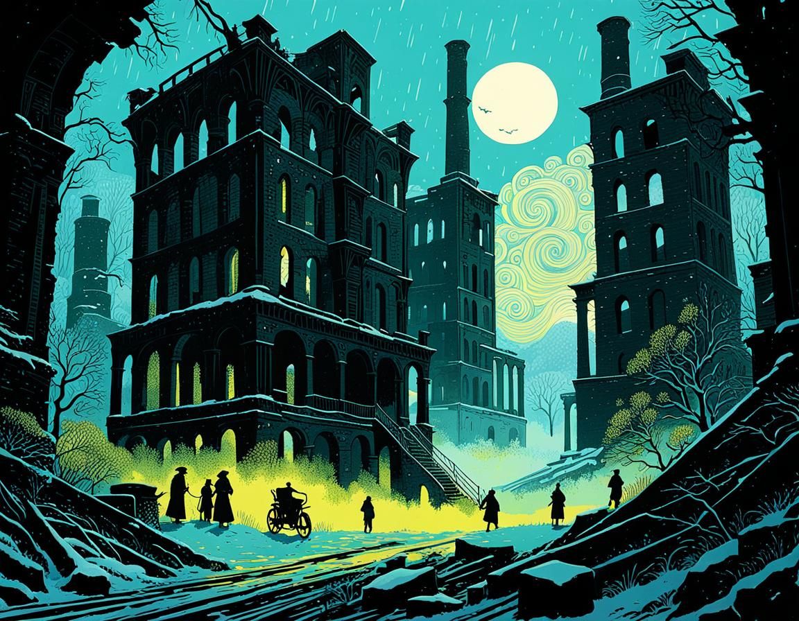 Abandoned Industrial Landscape Transformed by Snowy Wilderne...