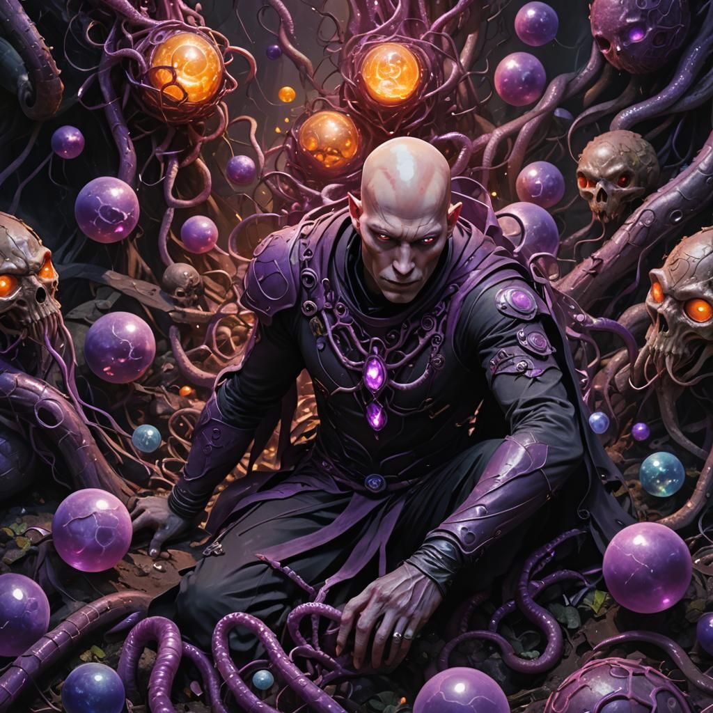 Dark Fantasy Humanoid Emerges from Living Heap