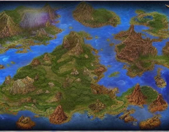 16k resolution, Final Fantasy game inspired, detailed fantasy video game map, vibrant landscapes, intricate city layouts...