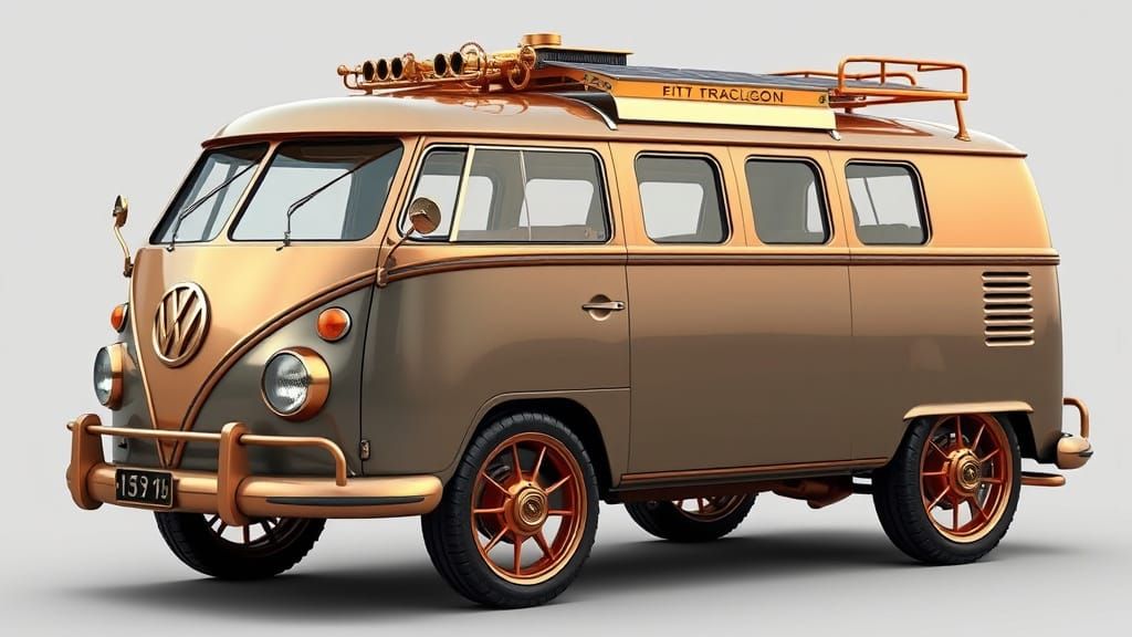 Steampunk Hydrogen Powered VW Microbus in Vintage Industrial...
