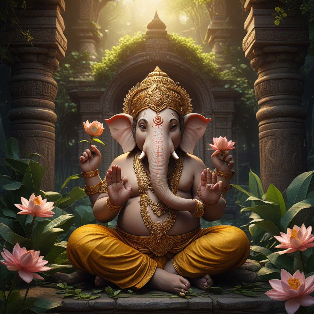 Ganesha in Ancient Temple Glory