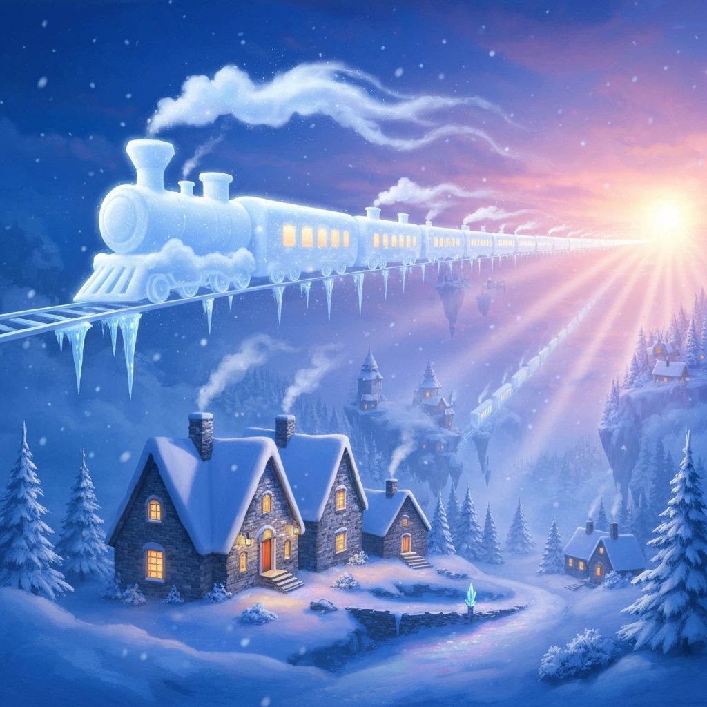 Celestial Cloud Train Above Floating Village