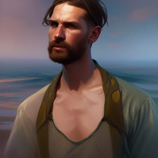 Detailed Fisherman Portrait in Hyperrealistic Style