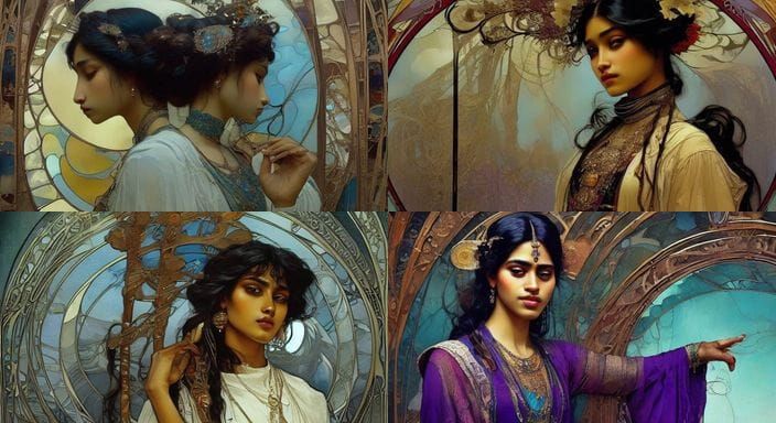 Bengali Woman in Dimly Lit Bedroom, Dark Fantasy