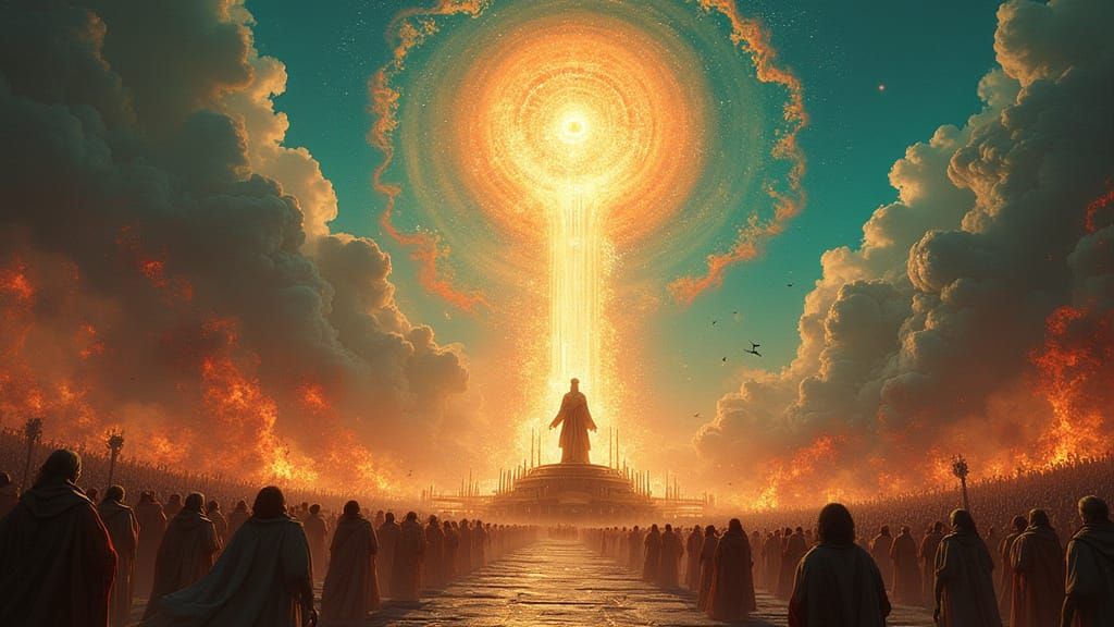 Ancient of Days Throne Scene in Triadic Colors