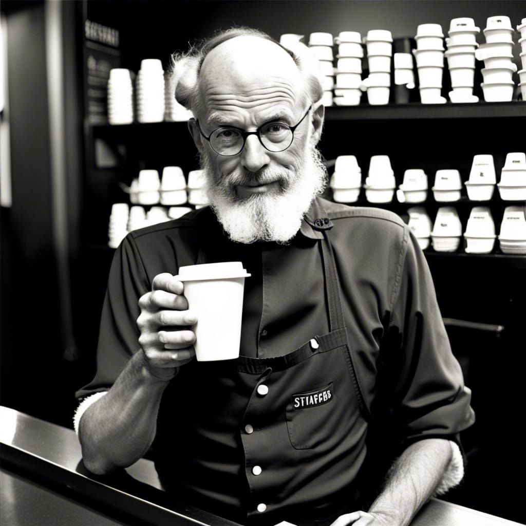 Ansel Adams as a barista at Starbucks