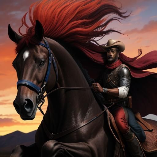 Black Man on Horseback in Hyper-Realistic Digital Art
