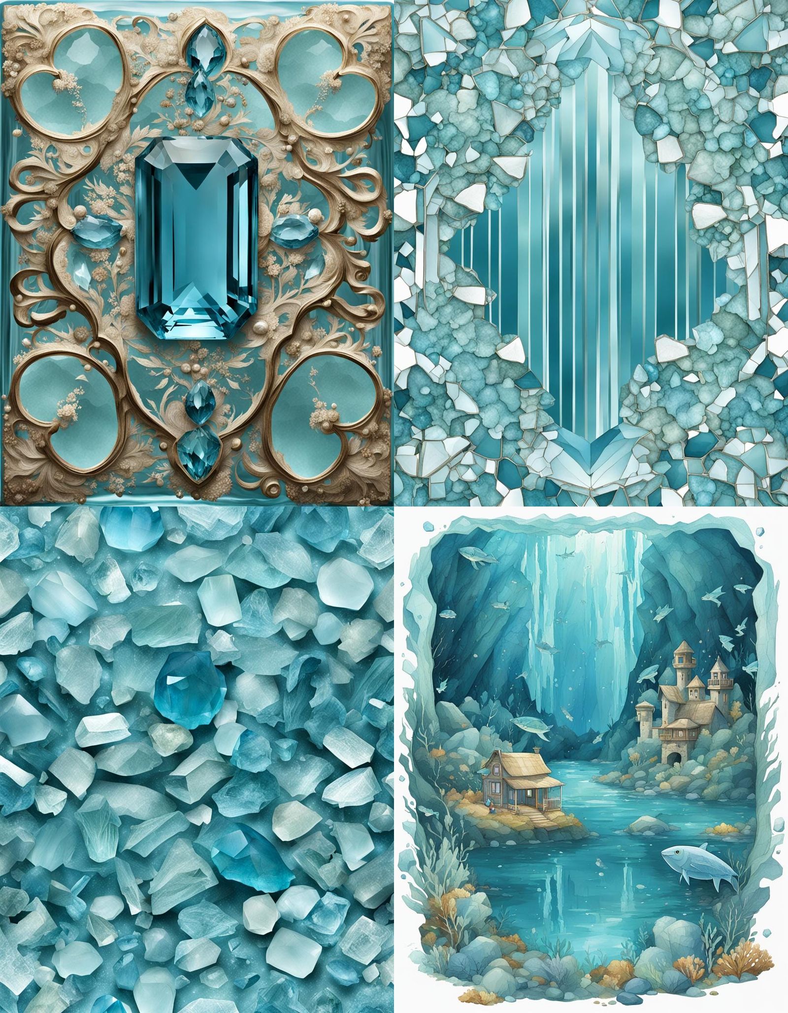 Abstract Aquamarine Gemstone Design