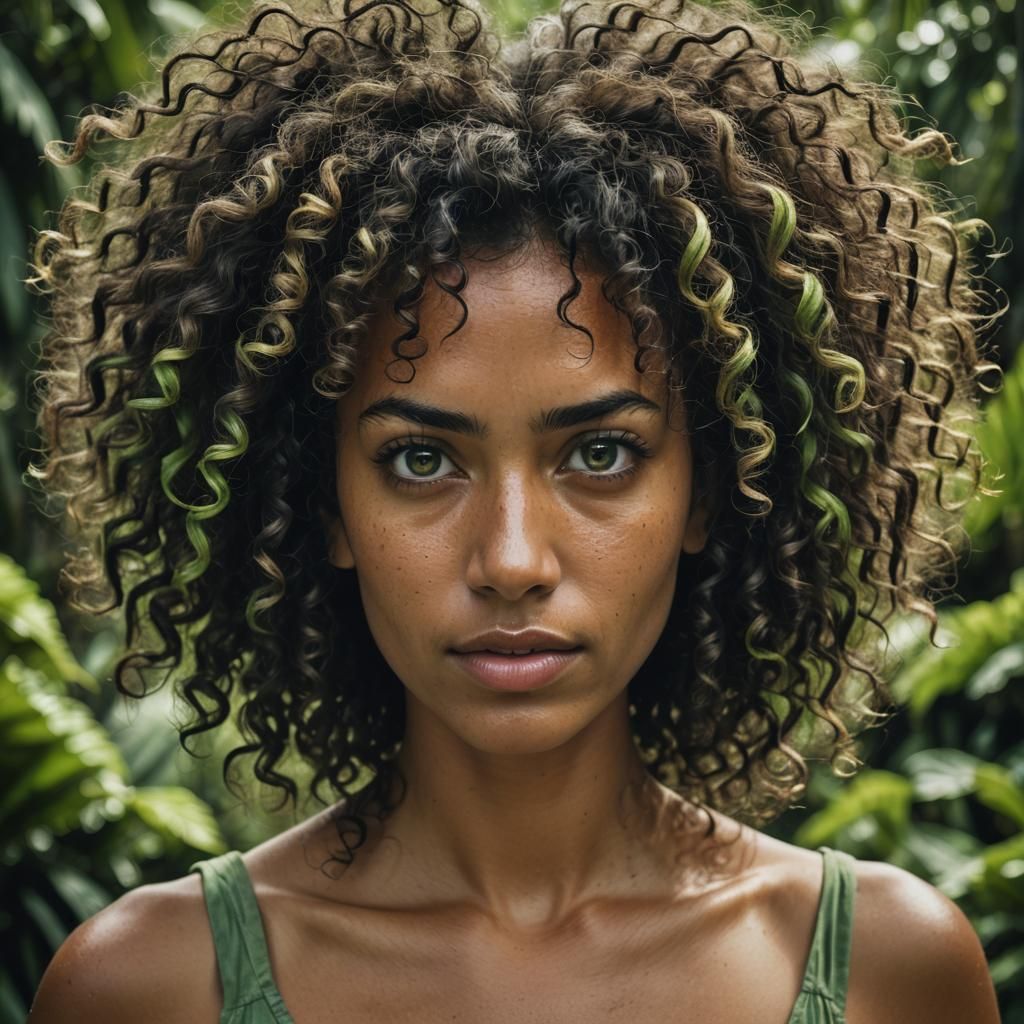 Beautiful Creole Girl with Green Eyes: Cinematic Portrait