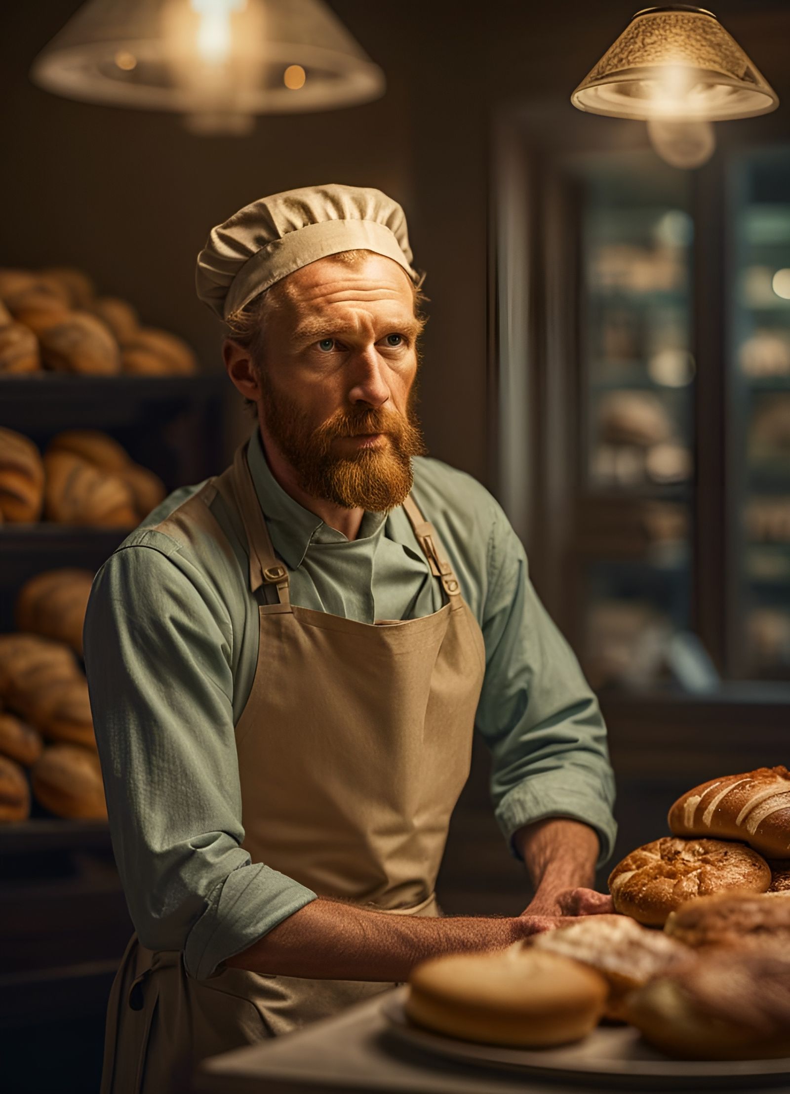 Van Gogh as Baker: Hyperrealistic Detailed Portrait