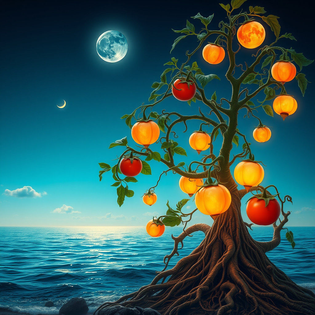 Mystical Tomato Plant Growing Iridescent Moons