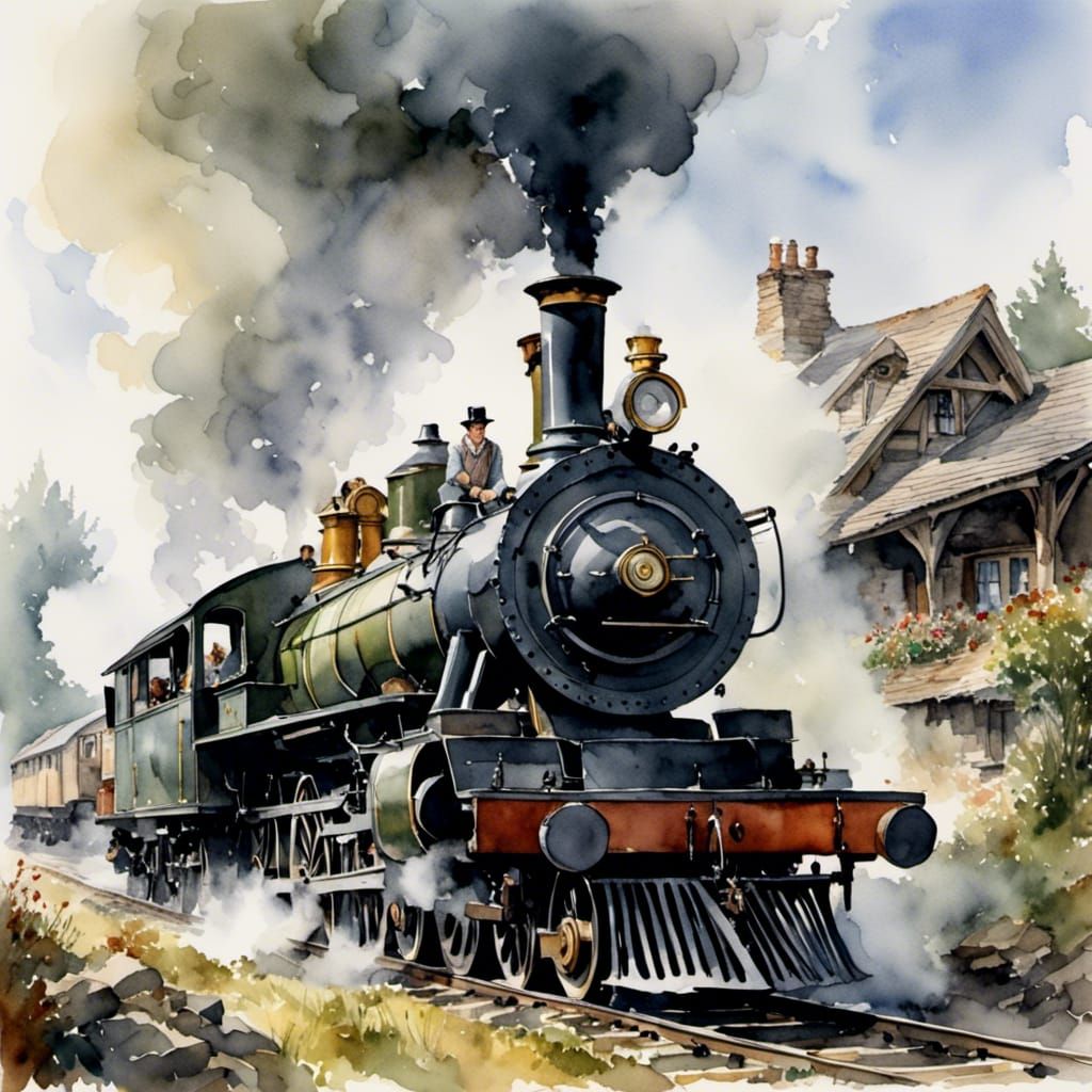 Steam Locomotive Wheels in Action: A Misty Close-Up