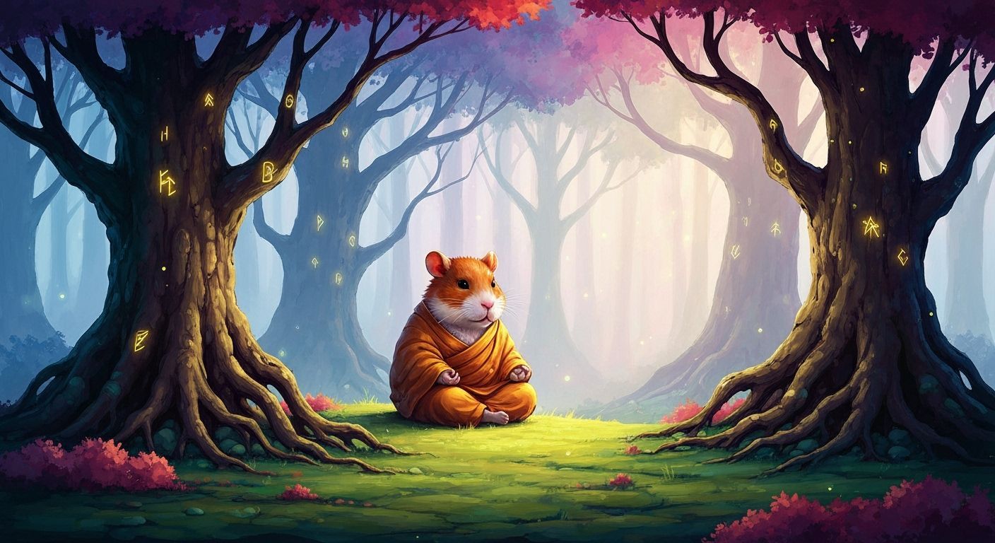 Hamster Monk Meditating in Mystical Forest Clearing