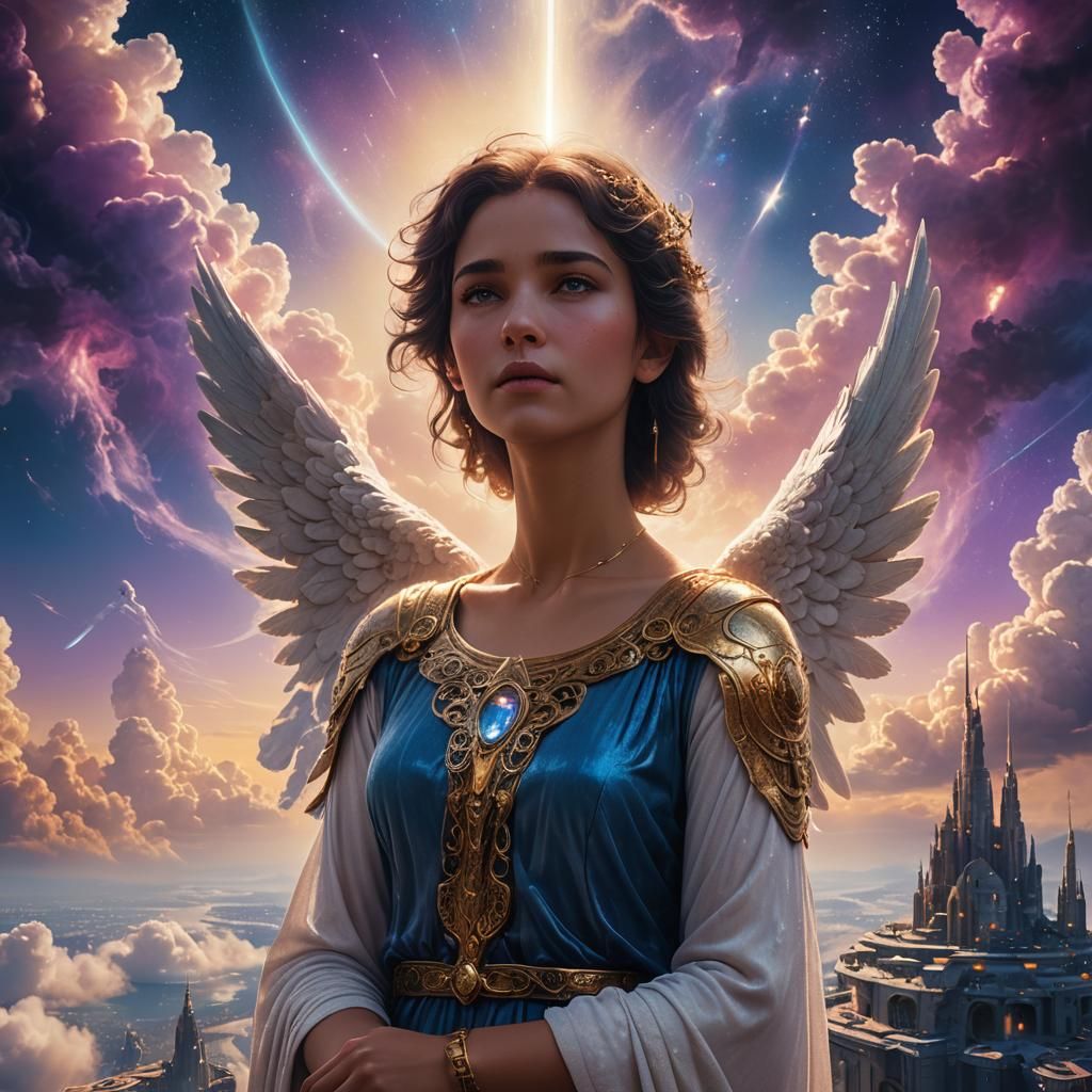 Angel in Ethereal Cloud City Cosmos