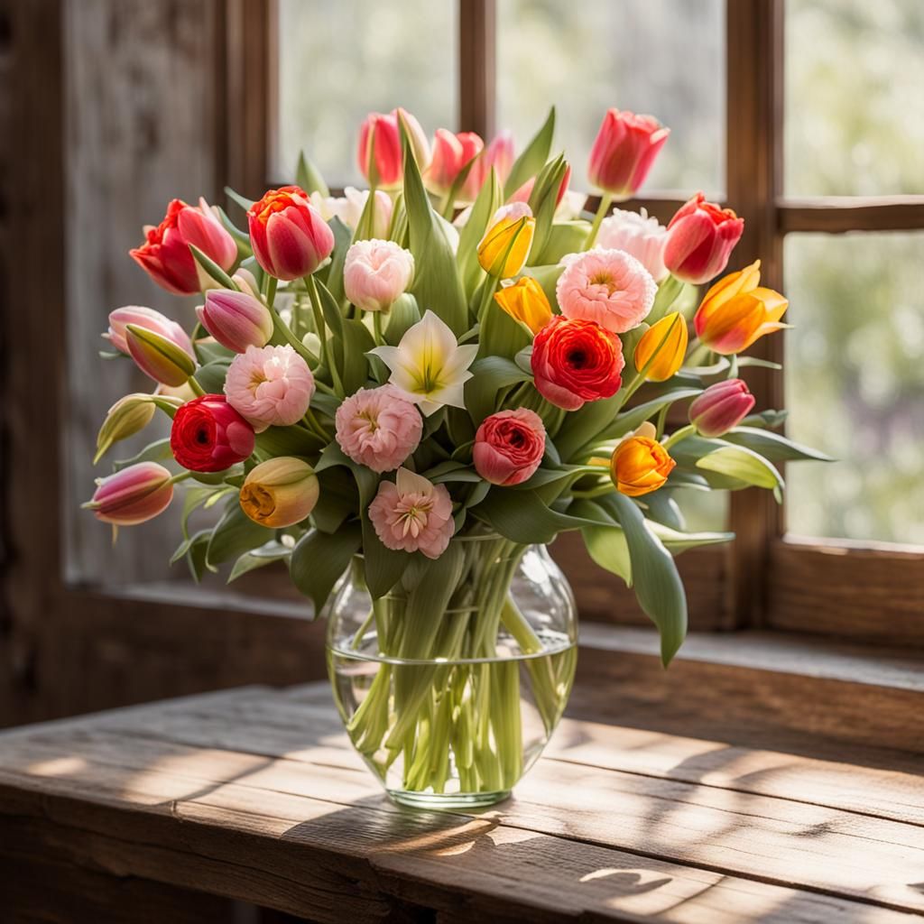 Harmonious Flower Bouquet in Soft Morning Light