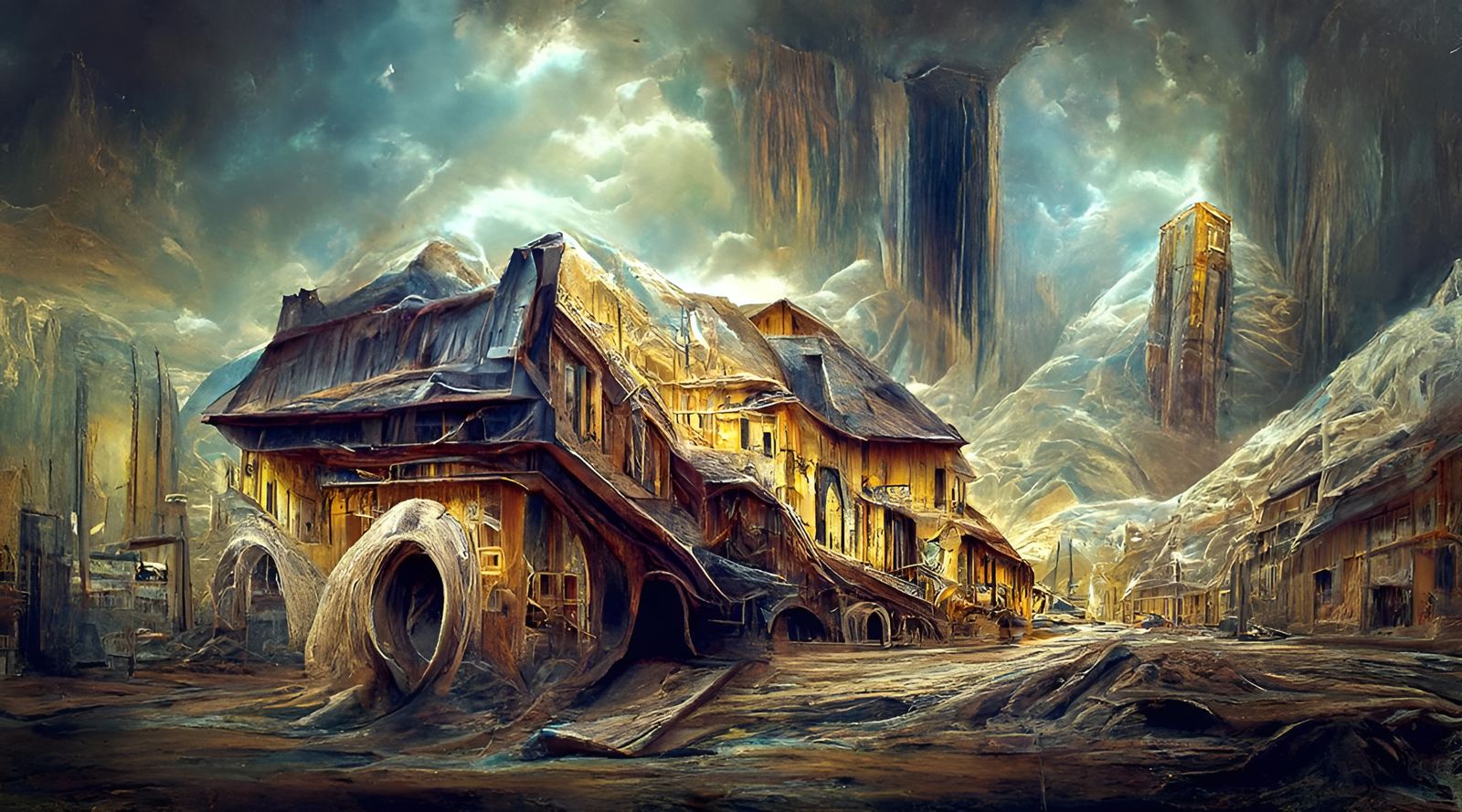 Abandoned Mining Town in Art Nouveau Rococo Style