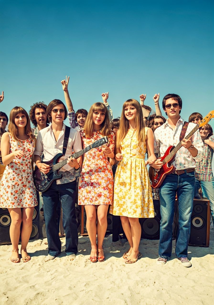 All summer long we were grooving in the sand, Everybody just kept on playing "Sgt. Pepper's Lonely Hearts Club Band" rea...