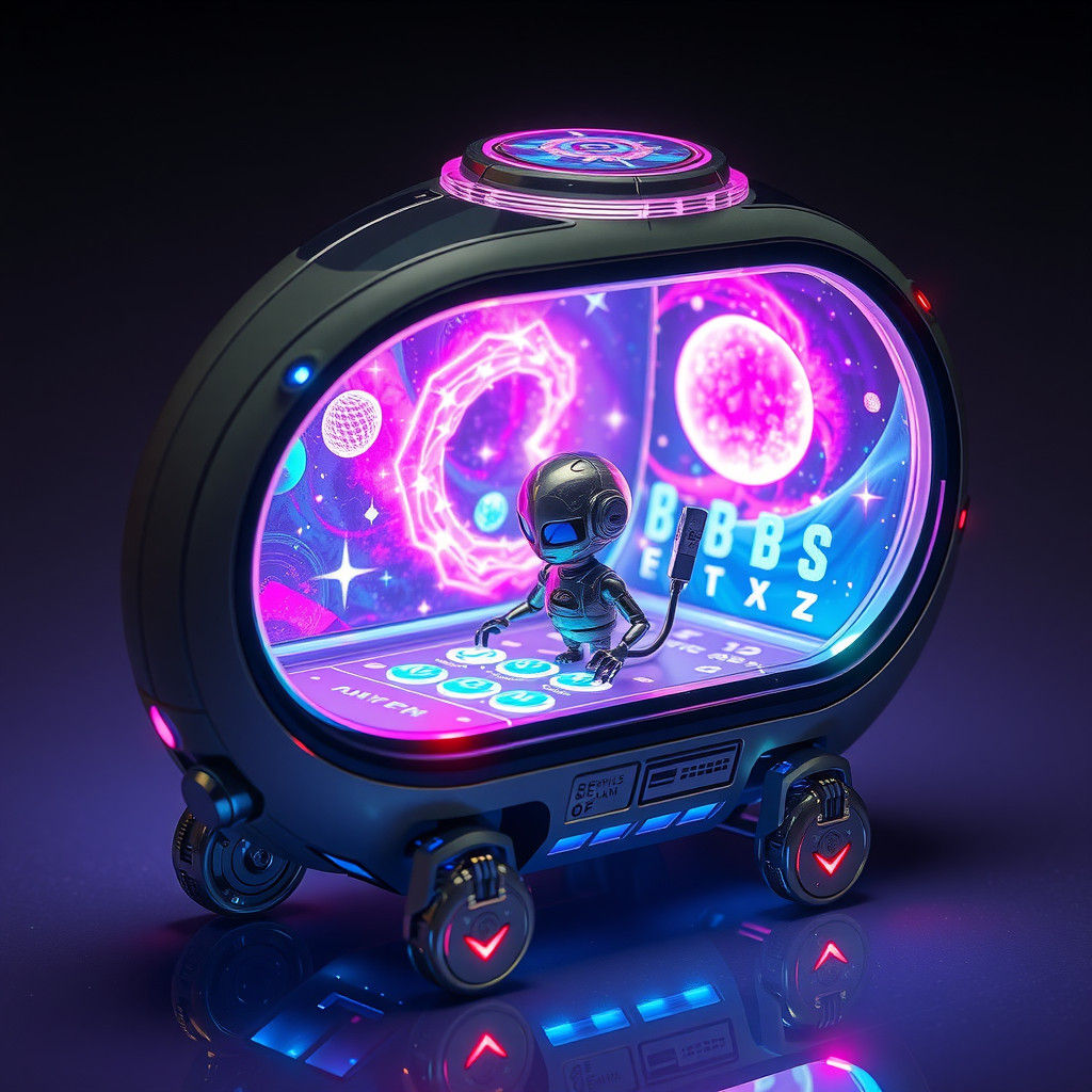 Futuristic Holographic Mobile Toy with Robot Operator