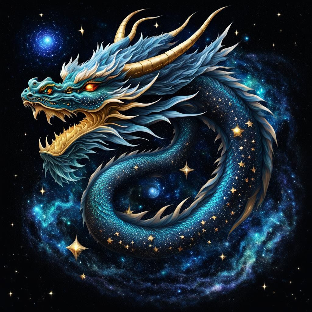 Celestial Galaxy Dragon Embodiment of Space-Time