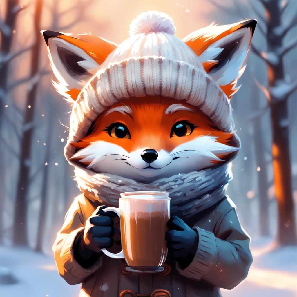 Chibi Fox Portrait in Anime Style