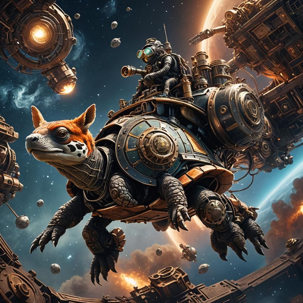 steampunk turtle fox